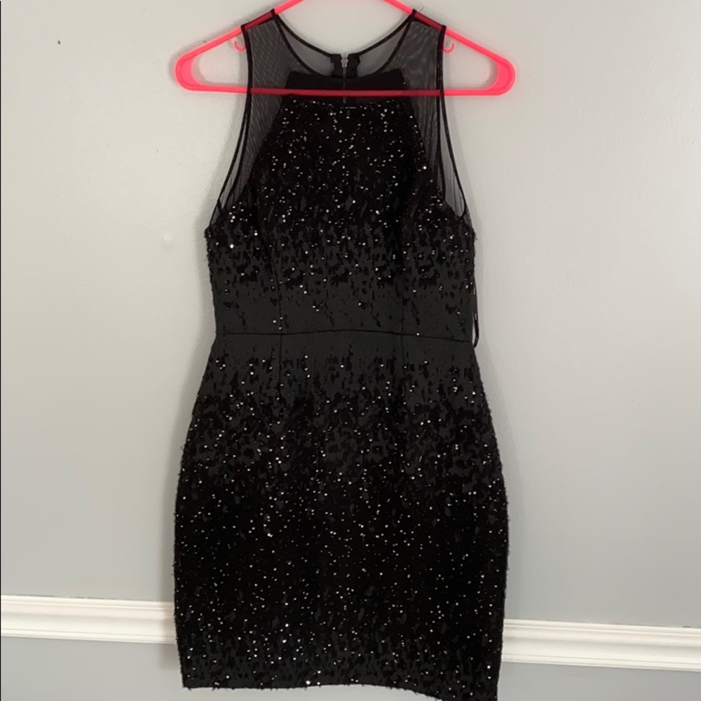 VERA WANG Black Sparkly Bodycon Dress